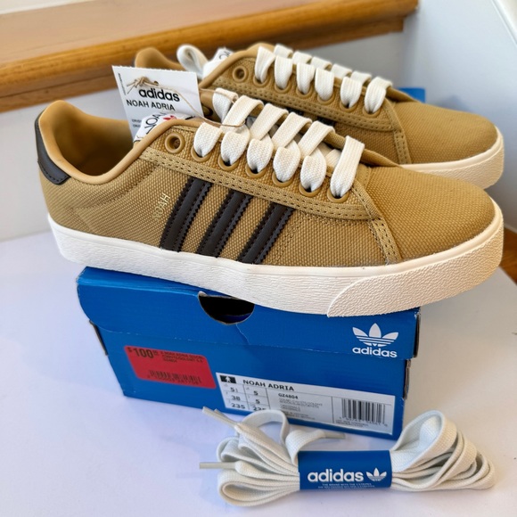 NWT Adidas x Noah Adria Collab Sneakers in  Golden Beige Tan Brown Shoes - Picture 8 of 14